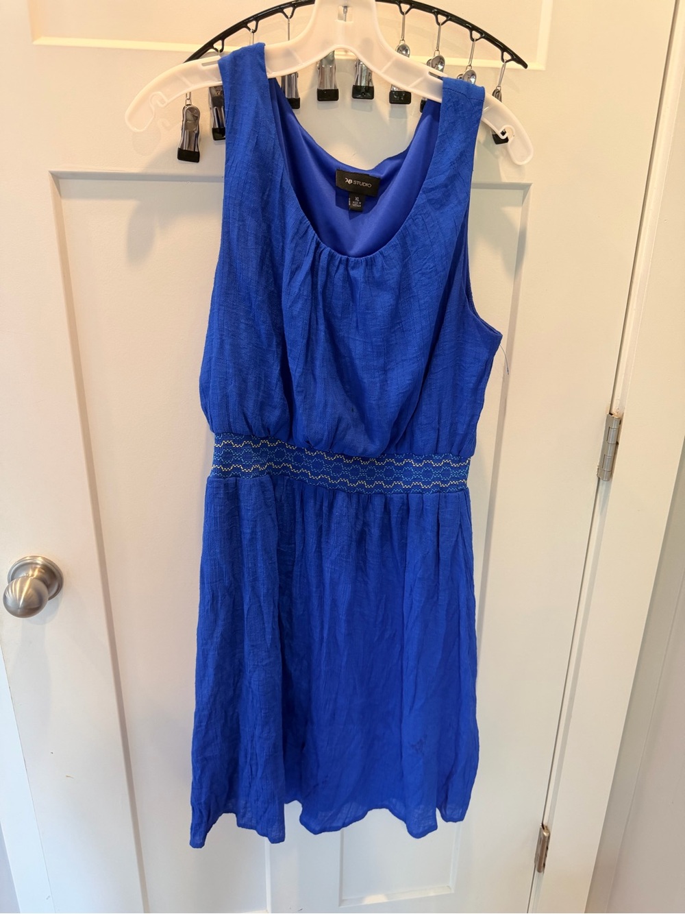 AB Studio Women’s XL Cobalt Blue Sleeveless Smocked Waist Casual Dress
